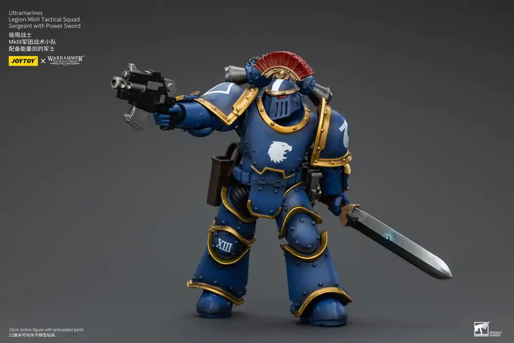 Warhammer The Horus Heresy 1/18 Ultramarines Legion MKIII Tactical Squad Sergeant with Power Sword akciófigura 12 cm termékfotó