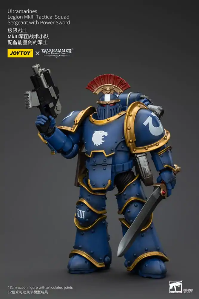 Warhammer The Horus Heresy 1/18 Ultramarines Legion MKIII Tactical Squad Sergeant with Power Sword akciófigura 12 cm termékfotó