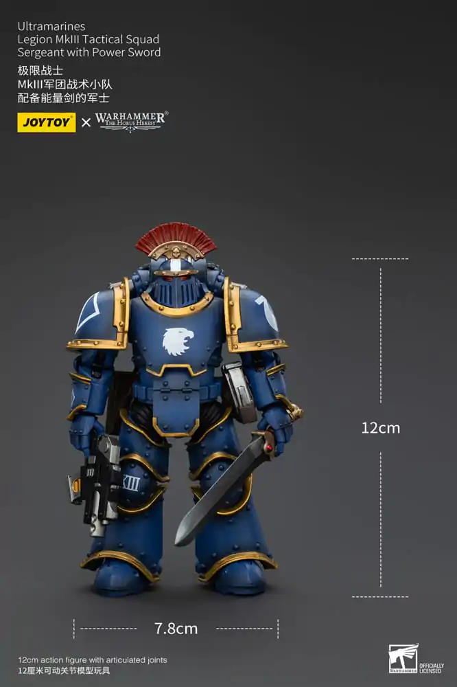 Warhammer The Horus Heresy 1/18 Ultramarines Legion MKIII Tactical Squad Sergeant with Power Sword akciófigura 12 cm termékfotó