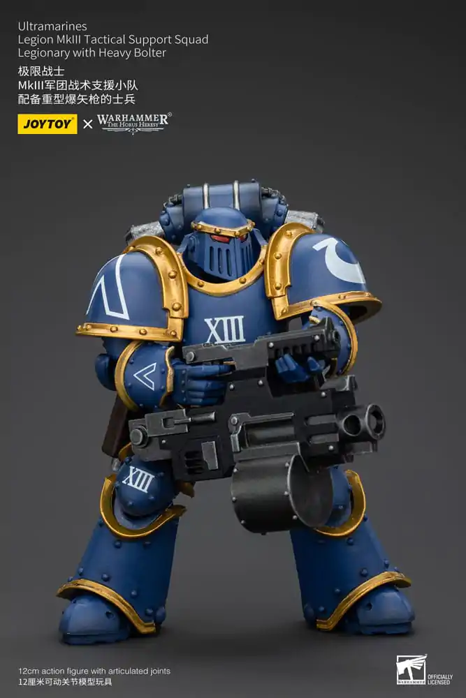 Warhammer The Horus Heresy 1/18 Ultramarines Legion MKIII Tactical Support Squad Legionary with Heavy Bolter akciófigura 12 cm termékfotó