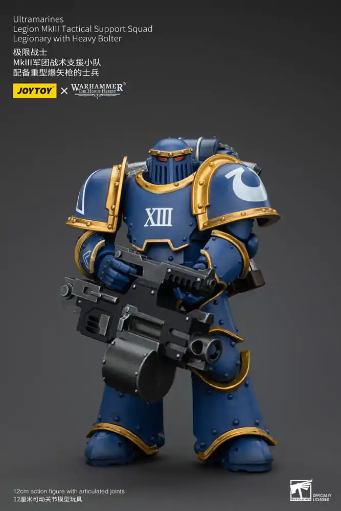 Warhammer The Horus Heresy 1/18 Ultramarines Legion MKIII Tactical Support Squad Legionary with Heavy Bolter akciófigura 12 cm termékfotó