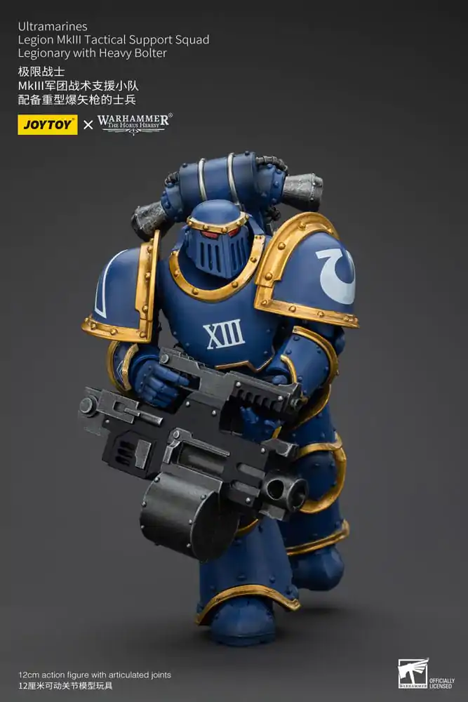 Warhammer The Horus Heresy 1/18 Ultramarines Legion MKIII Tactical Support Squad Legionary with Heavy Bolter akciófigura 12 cm termékfotó