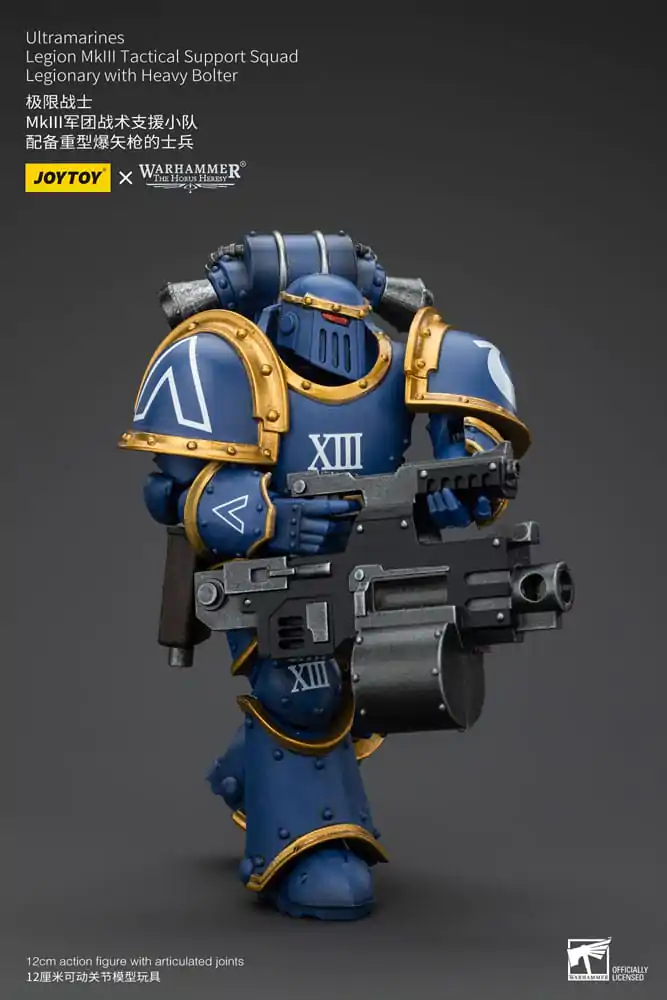 Warhammer The Horus Heresy 1/18 Ultramarines Legion MKIII Tactical Support Squad Legionary with Heavy Bolter akciófigura 12 cm termékfotó