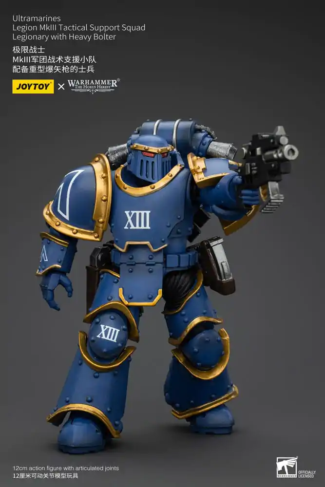 Warhammer The Horus Heresy 1/18 Ultramarines Legion MKIII Tactical Support Squad Legionary with Heavy Bolter akciófigura 12 cm termékfotó