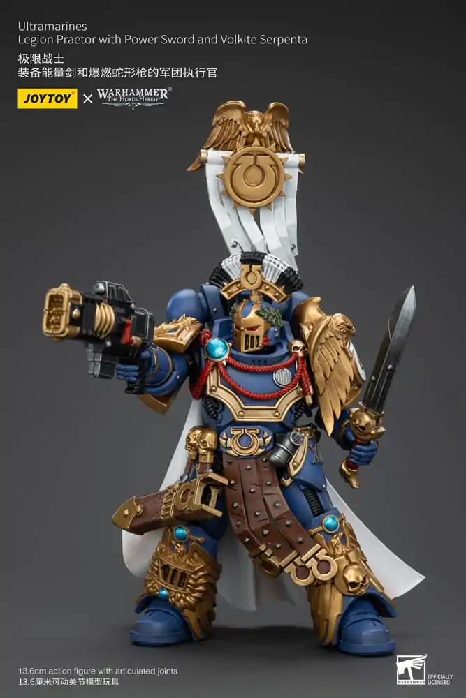 Warhammer The Horus Heresy 1/18 Ultramarines Legion Praetor with Power Sword and Volkite Serpenta akciófigura 12 cm termékfotó