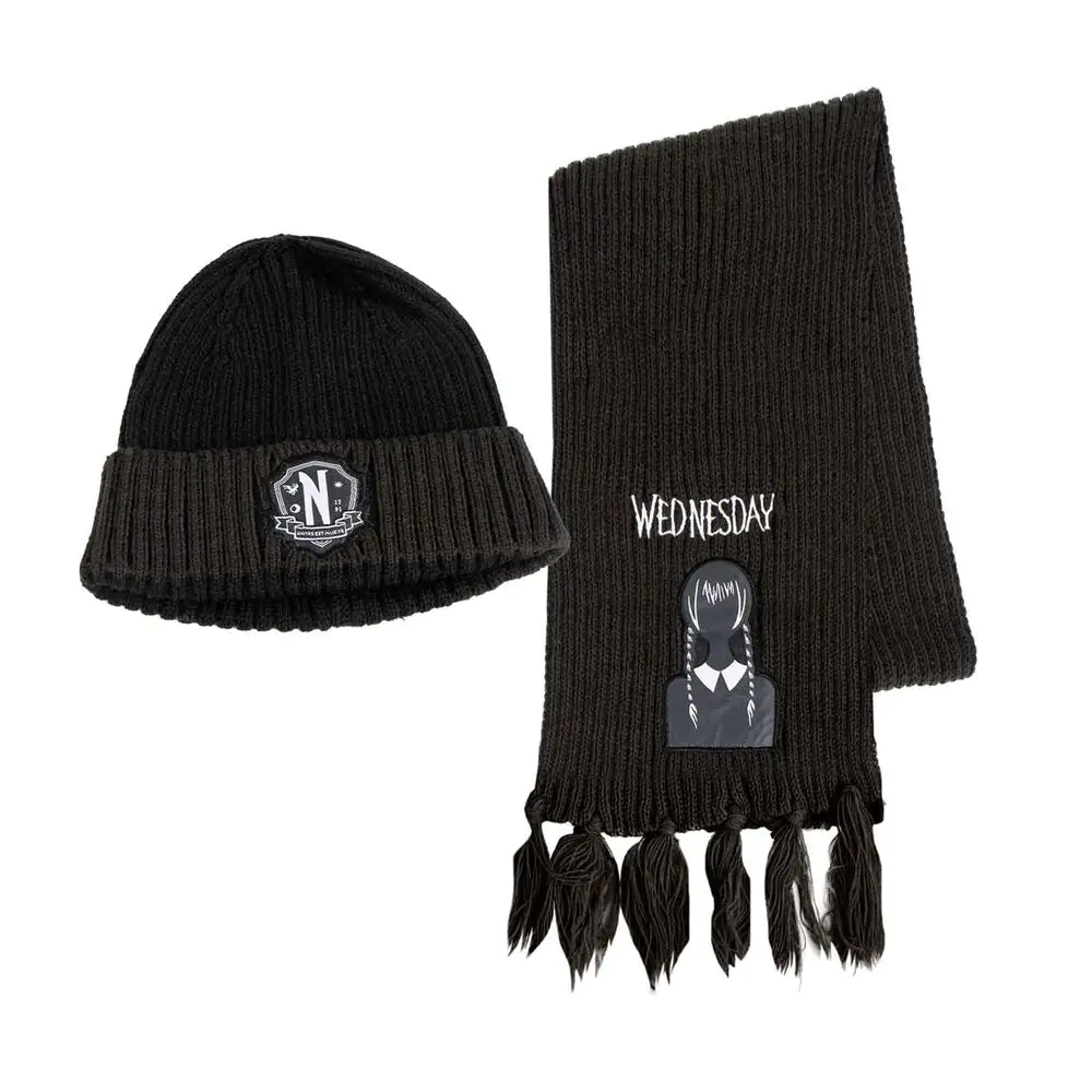 Wednesday Beanie & Scarf Set Nevermore termékfotó