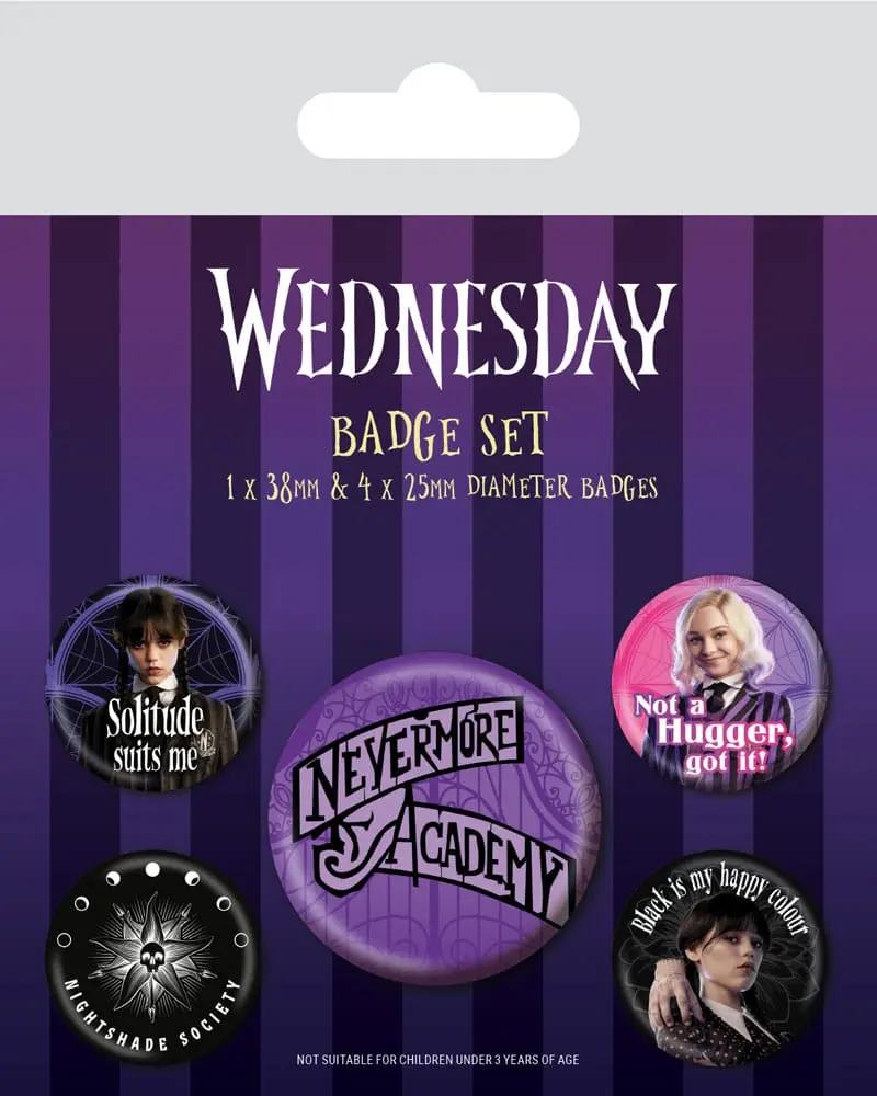 Wednesday Nevermore 5 db-os kitűző csomag termékfotó