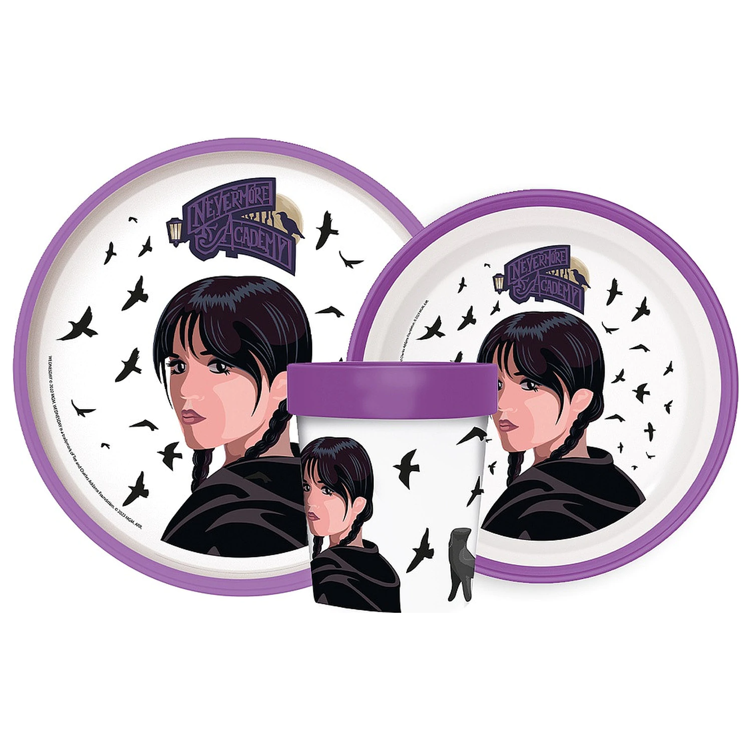 Wednesday Nevermore Academy csúszásmentes étkészlet, micro műanyag szett termékfotó