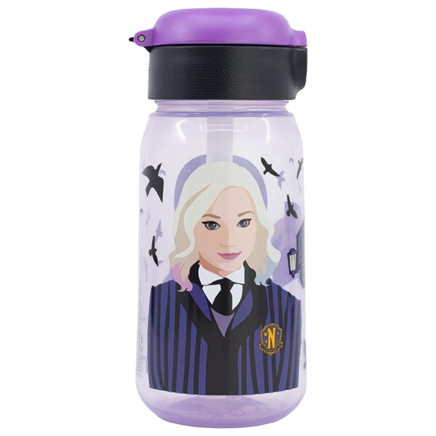 Wednesday Nevermore Academy műanyag szívószálas kulacs 510 ml termékfotó