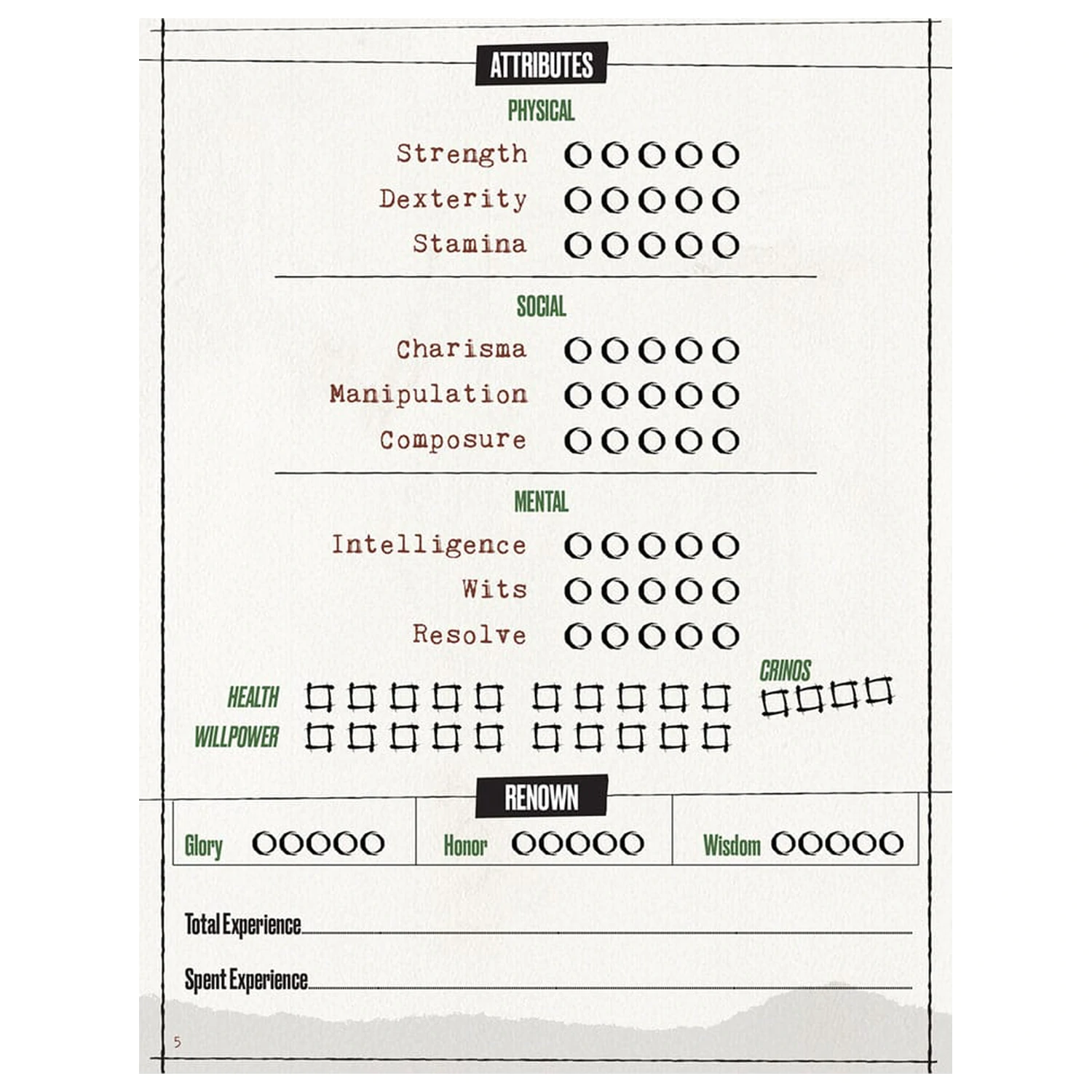 Werewolf: The Apocalypse 5th Edition RPG Journal Expanded Character Sheet Journal angol nyelvű termékfotó