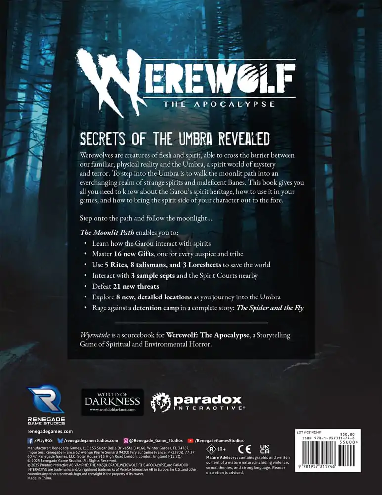 Werewolf: The Apocalypse 5th Edition RPG Sourcebook The Moonlit Path angol nyelvű termékfotó