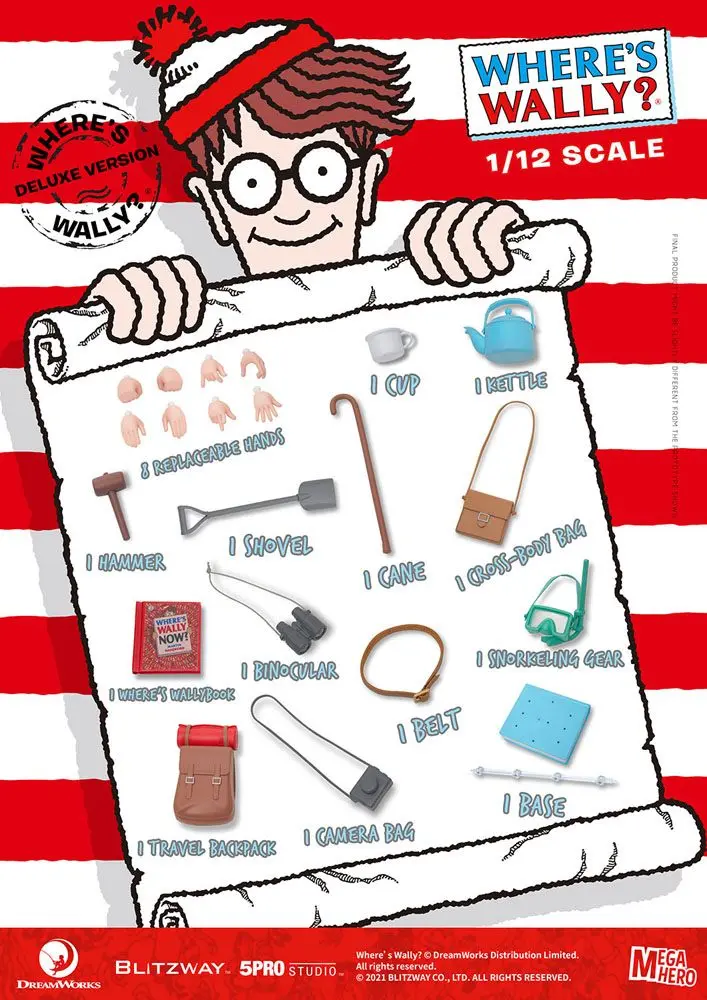 Where's Wally? Mega Hero 1/12 Wally DX Version akciófigura 20 cm termékfotó
