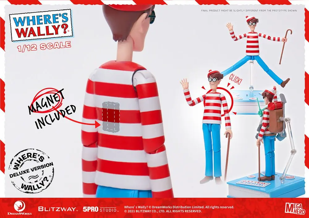 Where's Wally? Mega Hero 1/12 Wally DX Version akciófigura 20 cm termékfotó