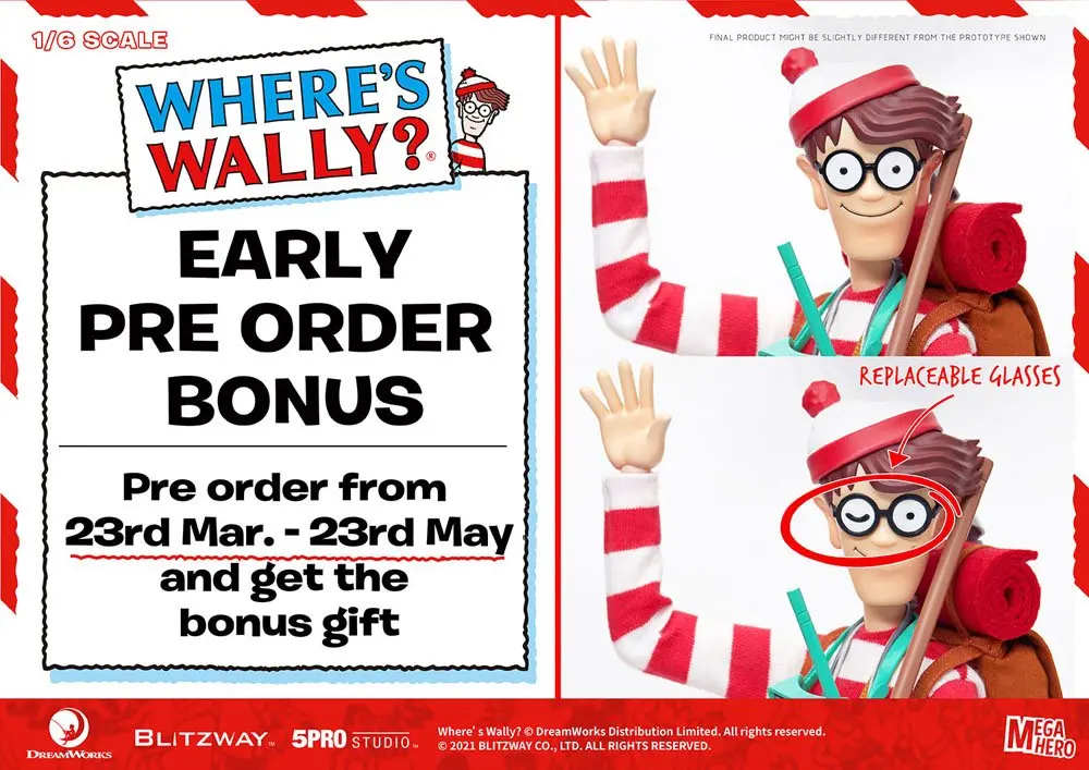 Where's Wally? Mega Hero 1/6 Wally akciófigura 34 cm termékfotó