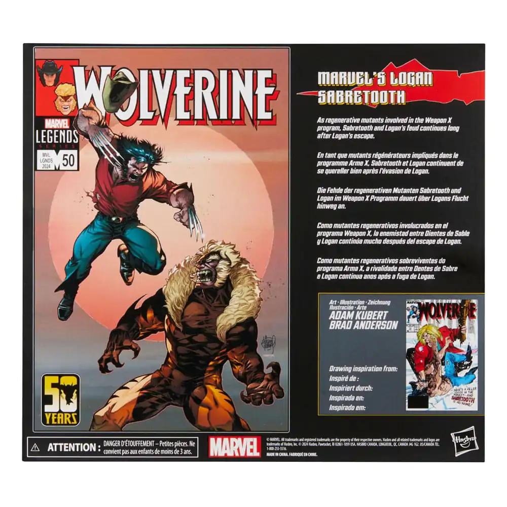 Wolverine 50th Anniversary Marvel Legends Marvel's Logan & Sabretooth 2 db-os akciófigura csomag termékfotó