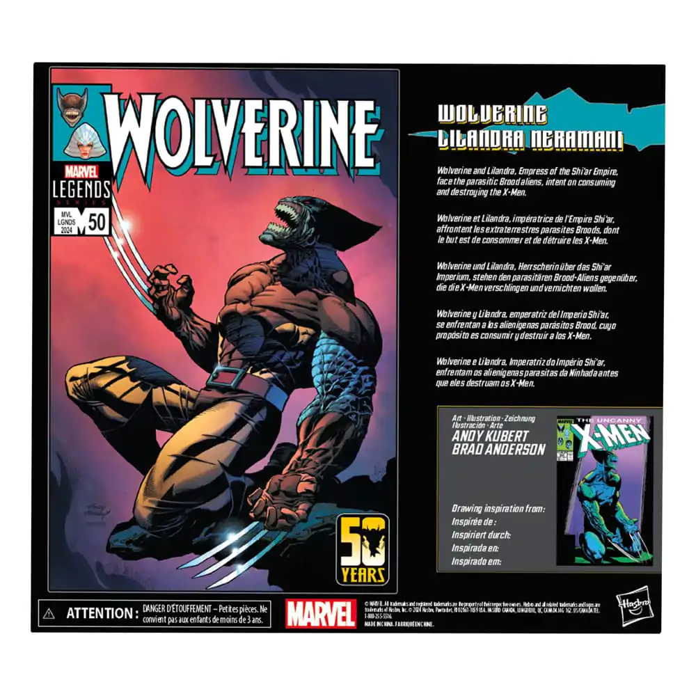 Wolverine 50th Anniversary Marvel Legends Wolverine & Lilandra Neramani 2 db-os akciófigura csomag 15 cm termékfotó