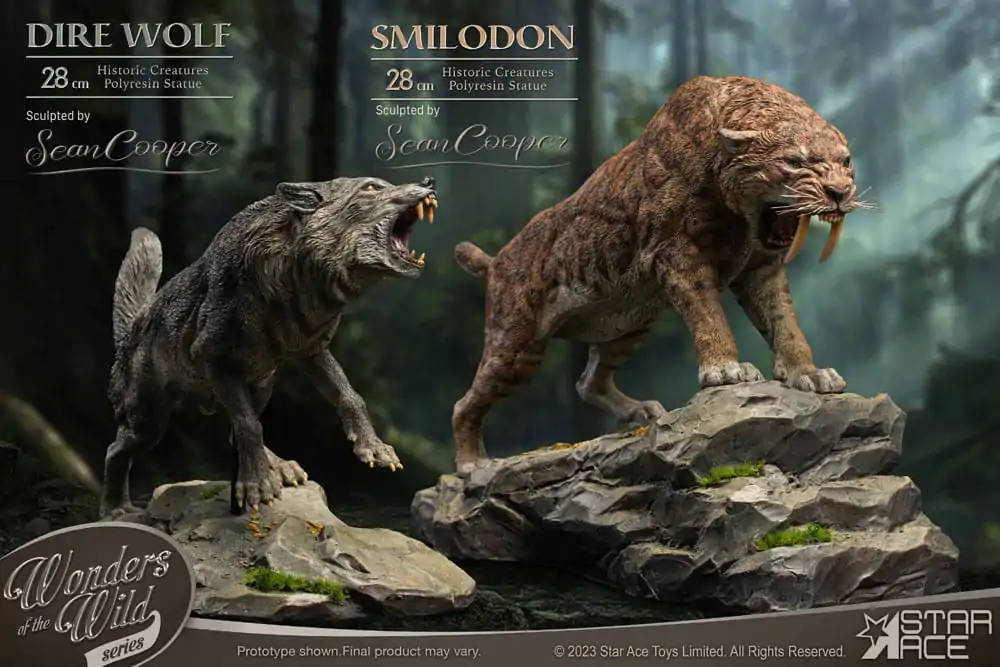 Wonders of the Wild Series Smilodon &amp; Dire Wolf Twin Pack Set szobor figura 28 cm termékfotó