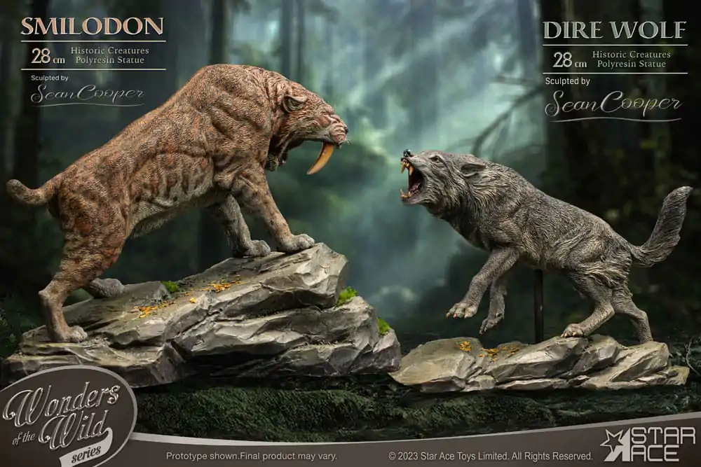 Wonders of the Wild Series Smilodon &amp; Dire Wolf Twin Pack Set szobor figura 28 cm termékfotó