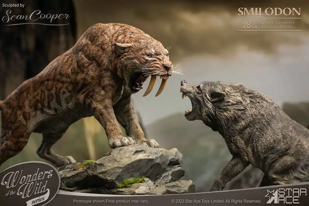 Wonders of the Wild Series Smilodon &amp; Dire Wolf Twin Pack Set szobor figura 28 cm termékfotó