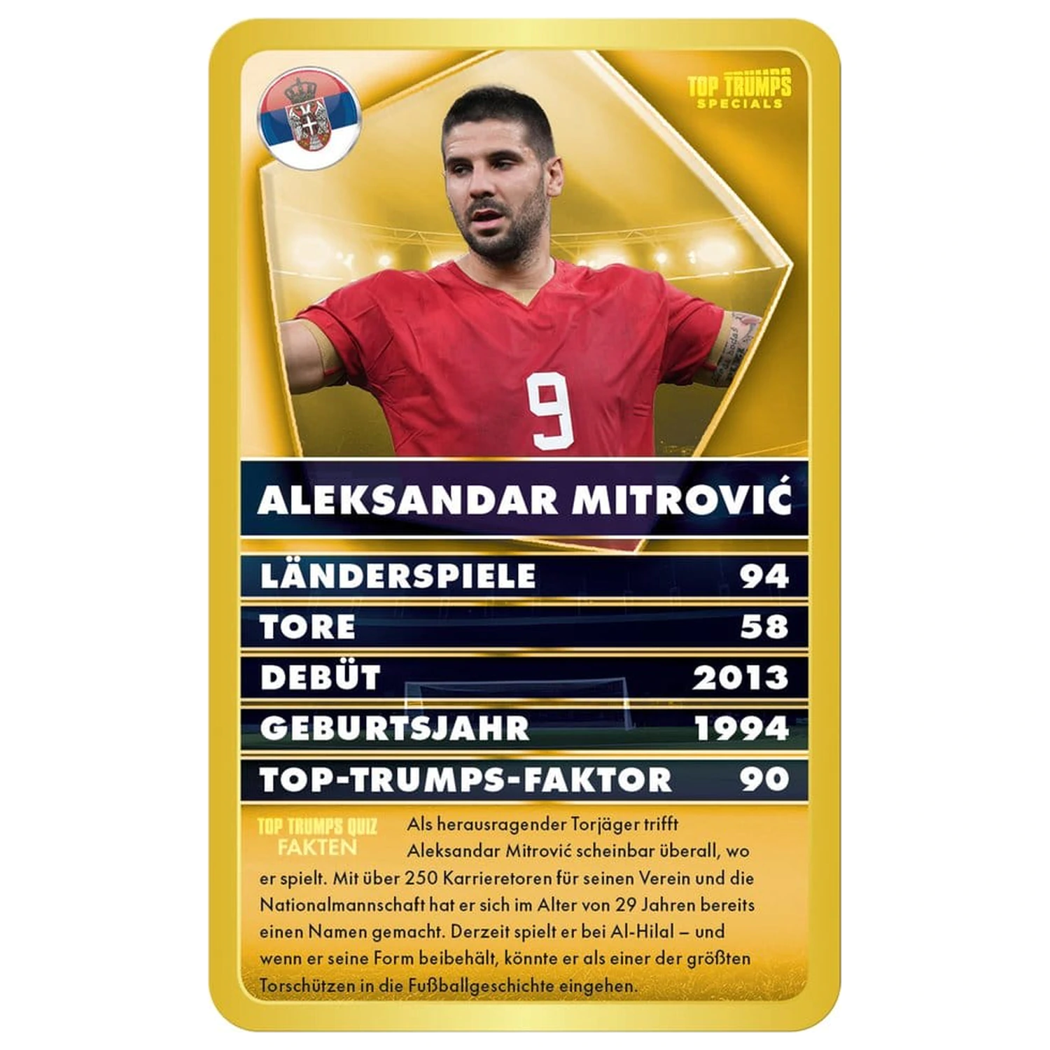 World Football Stars 6 Top Trumps német nyelvű kártyajáték  termékfotó