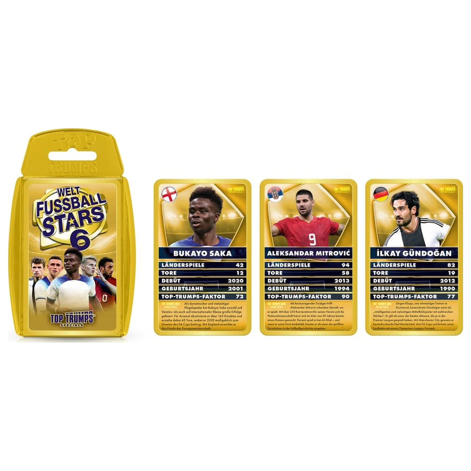 World Football Stars 6 Top Trumps német nyelvű kártyajáték  termékfotó