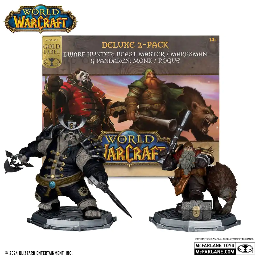 World of Warcraft PVC Statue 2-Pack 1/12 Dwarf Hunter: Beast Master & Pandaren: Monk (Gold Label) 15 cm termékfotó