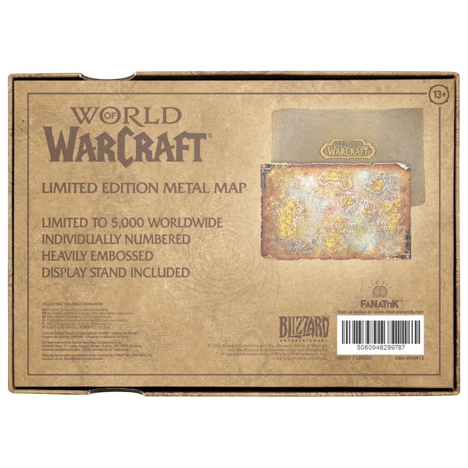 World of Warcraft replika Metal Map of Azeroth Limitált kiadás 12 x 18 cm termékfotó