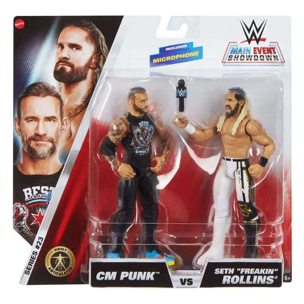 WWE Main Event Showdown CM Punk vs csomagh "Freakin" Rollins figura csomag 15 cm termékfotó