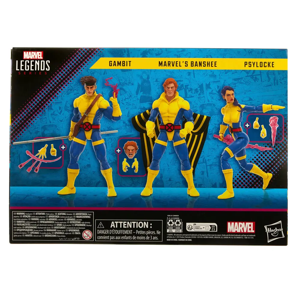X-Men 60th Anniversary Marvel Legends Gambit, Marvel's Banshee, Psylocke 3db-os akciófigura csomag 15 cm termékfotó