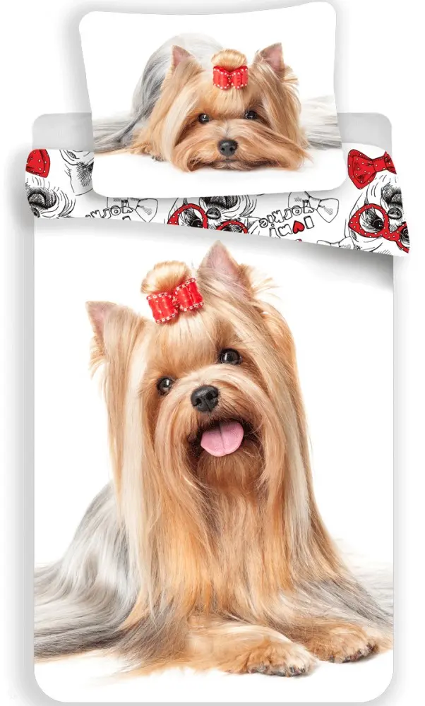 Yorkshire terrier, Yorki kutyás ágyneműhuzat 140×200cm, 70×90 cm termékfotó