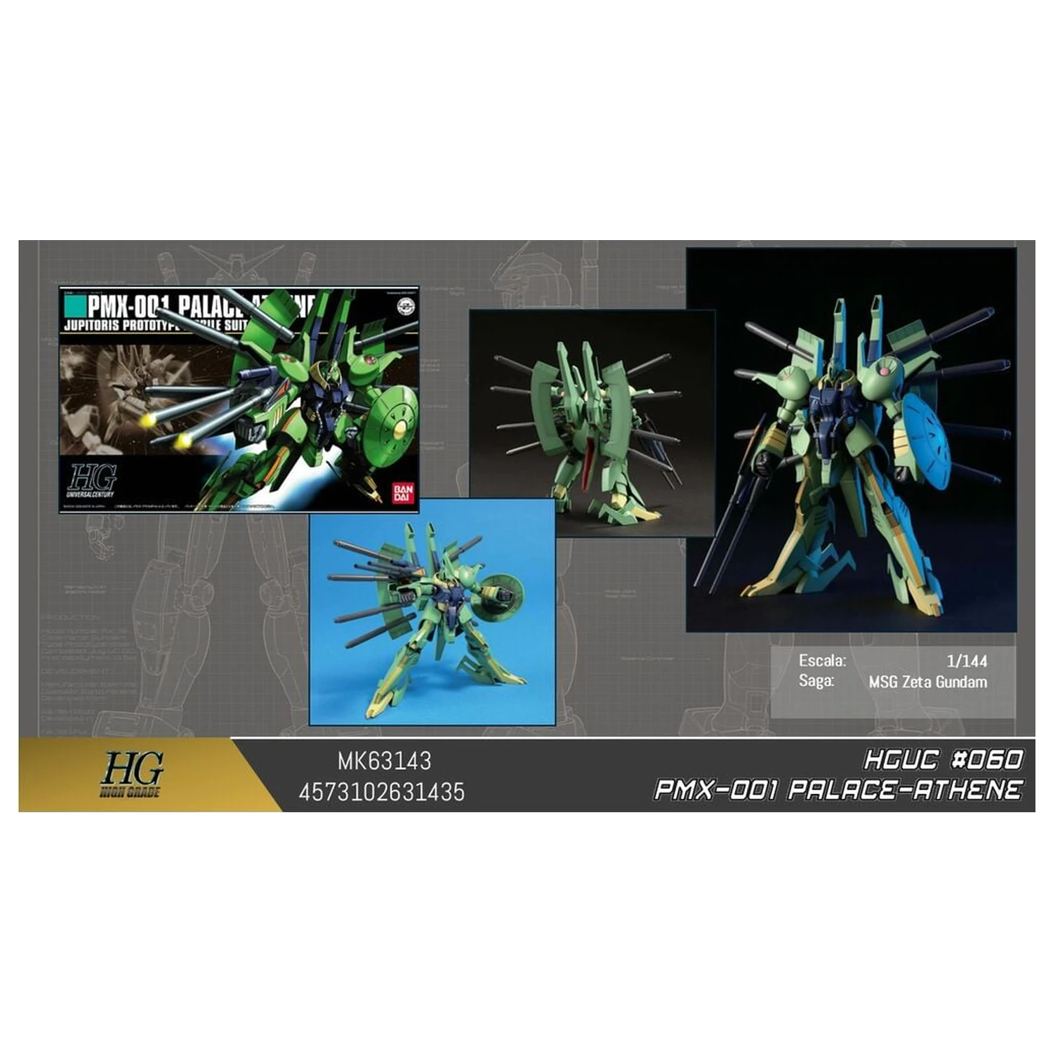 Zeta Gundam PMX-000 Palace Athene Mobile Suit modell készlet HGUC 1/144 termékfotó