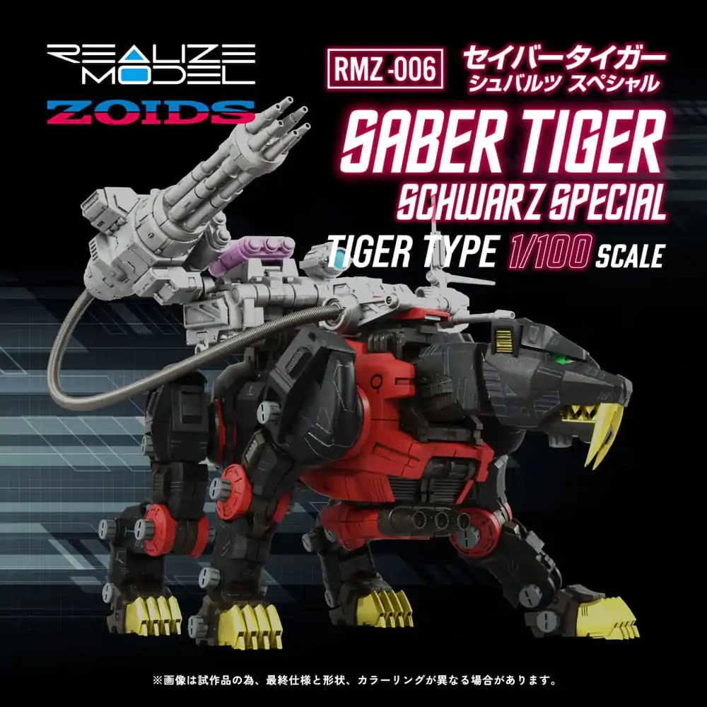 Zoids 1/100 RMZ-006 Saber Tiger Schwarz Special Műanyag modell készlet 19 cm termékfotó