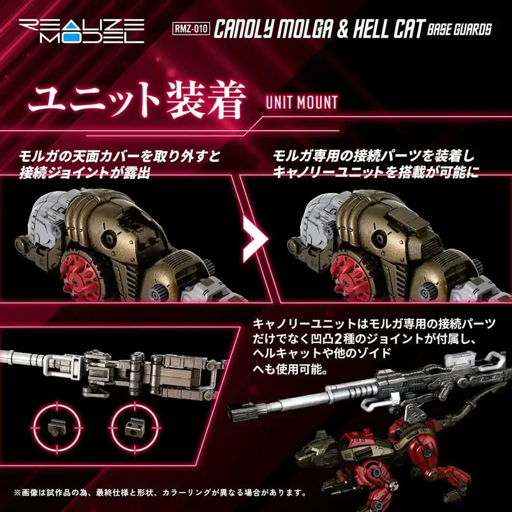 Zoids 1/100 RMZ-010 Canoly Molga &amp; Hell Cat Base Guards 2 db-os Műanyag modell készlet csomag 20 cm termékfotó
