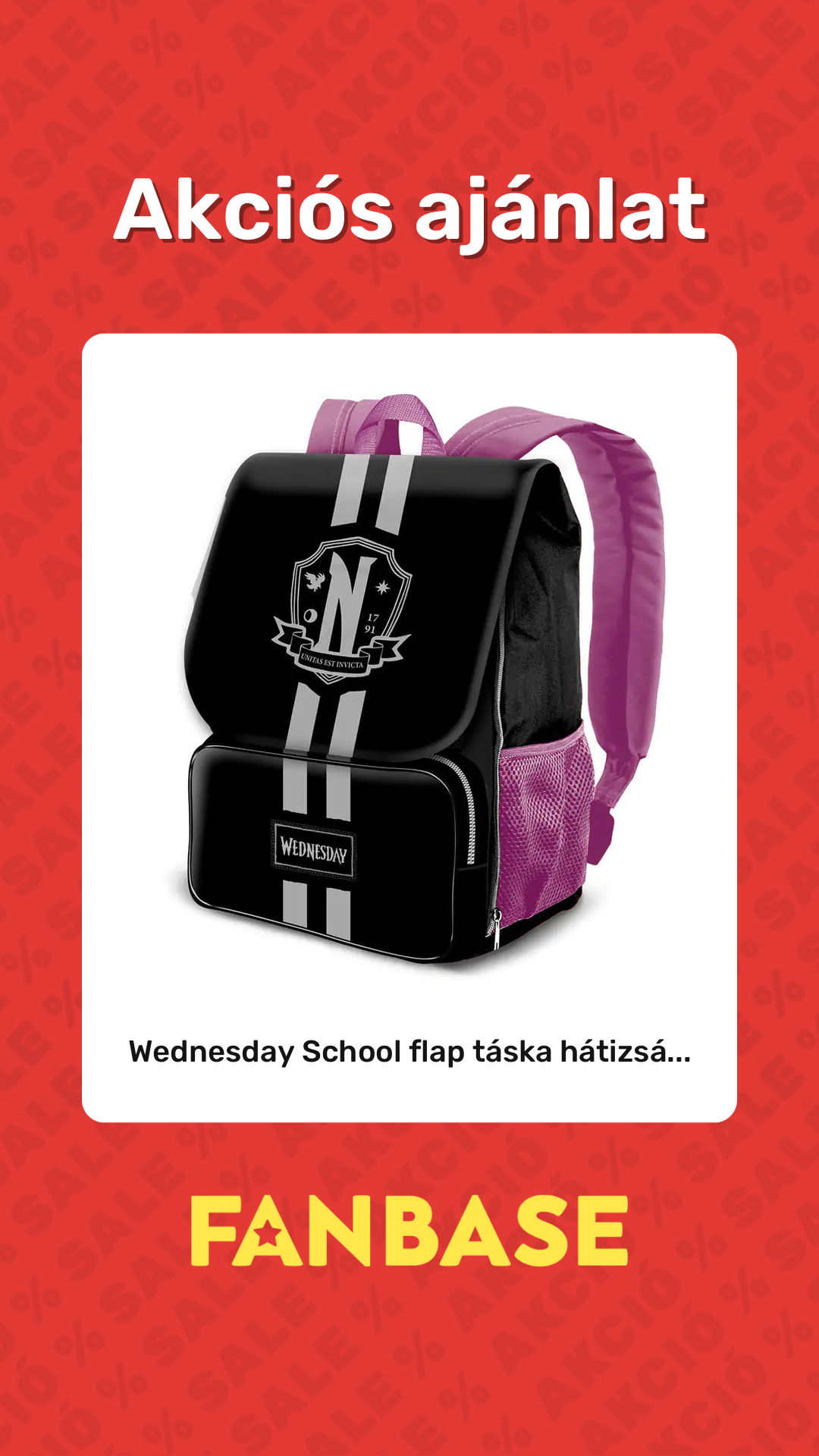 Akciós ajánlat: Wednesday School flap táska hátizsá...