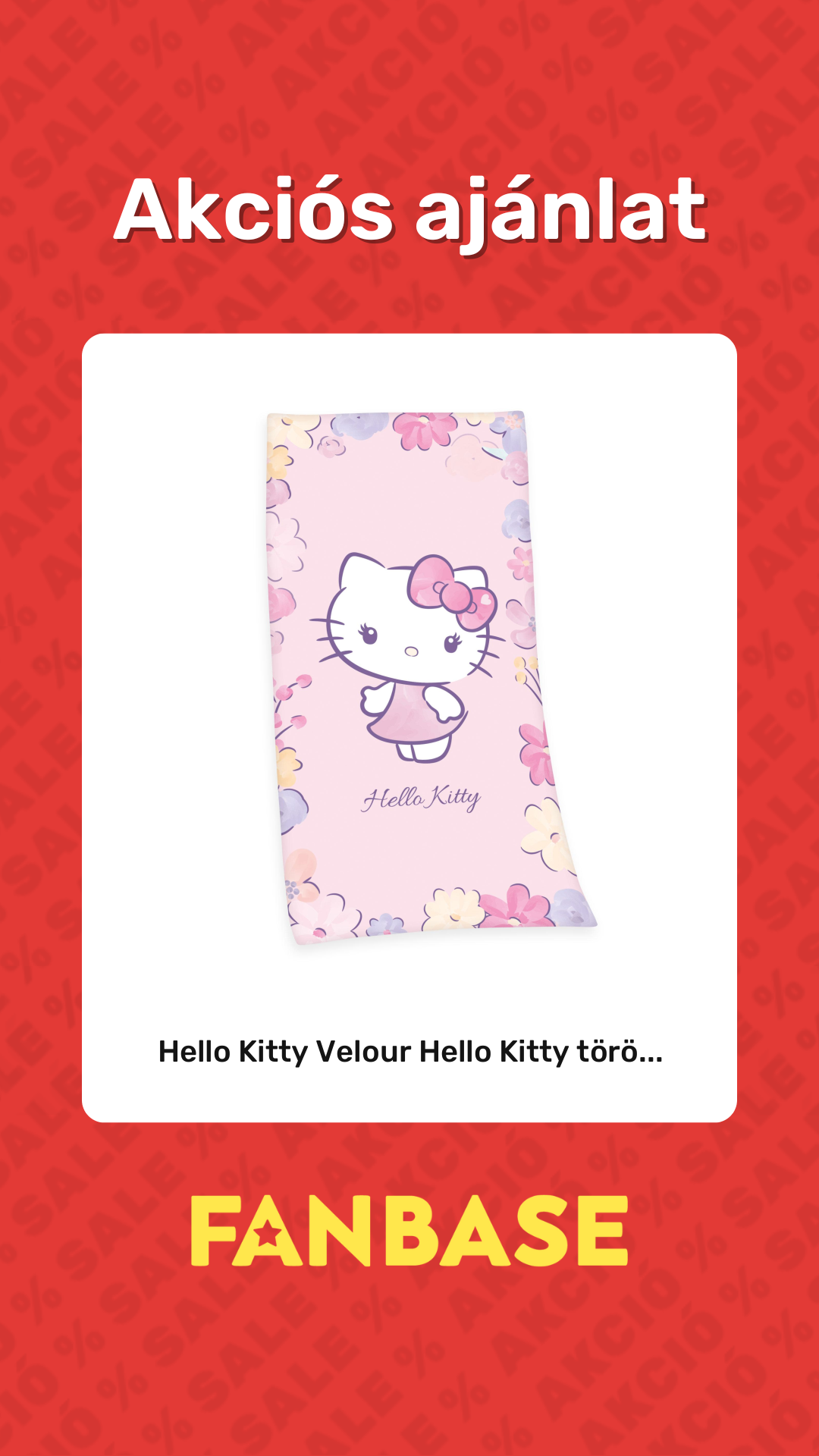 Akciós ajánlat: Hello Kitty Velour Hello Kitty törö...