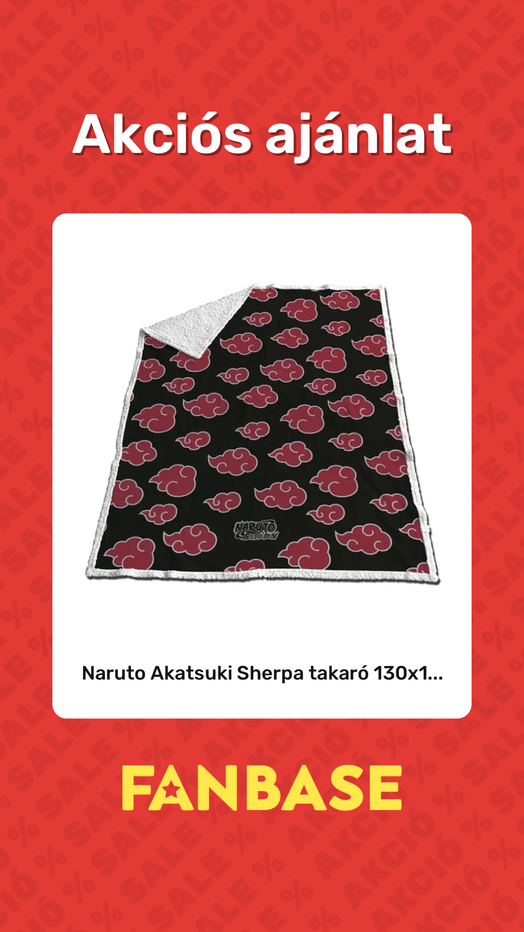 Akciós ajánlat: Naruto Akatsuki Sherpa takaró 130x1...