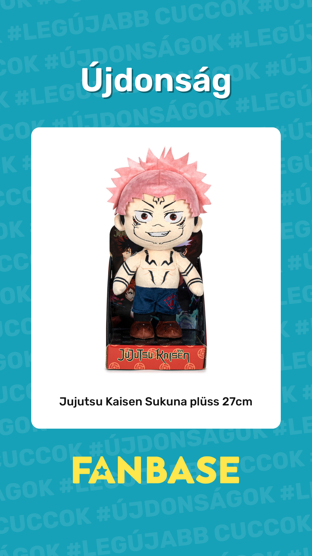 Újdonság: Jujutsu Kaisen Sukuna plüss 27cm