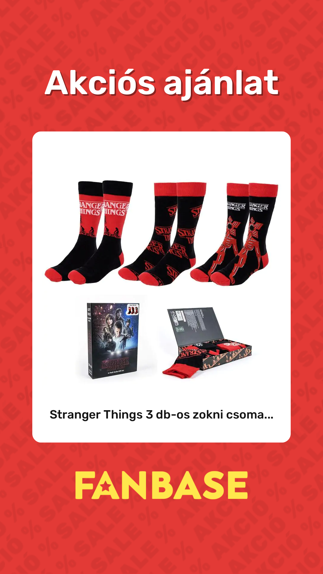 Akciós ajánlat: Stranger Things 3 db-os zokni csoma...