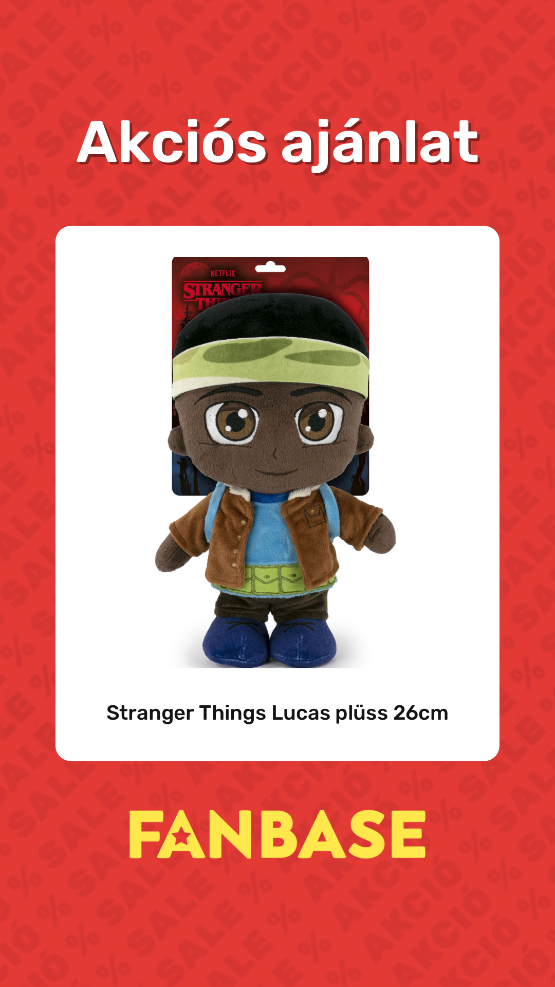 Akciós ajánlat: Stranger Things Lucas plüss 26cm