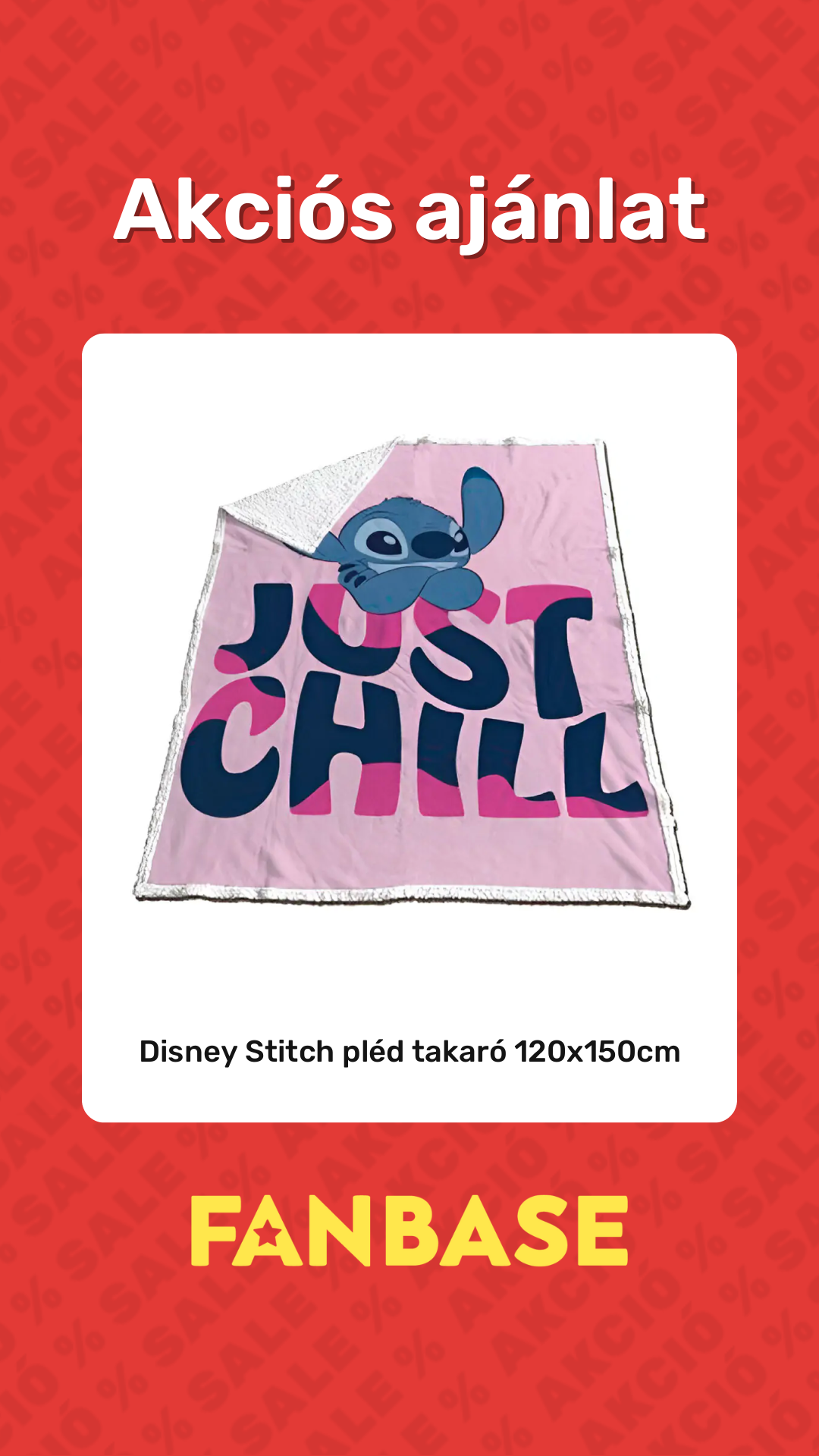 Akciós ajánlat: Disney Stitch pléd takaró 120x150cm