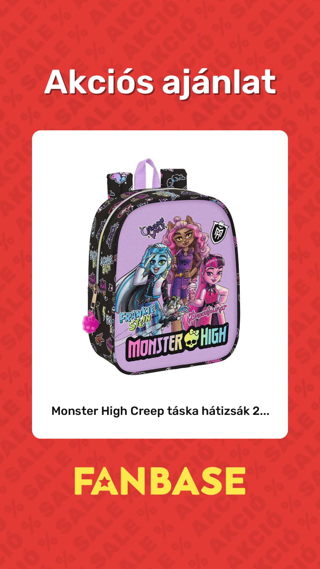 Akciós ajánlat: Monster High Creep táska hátizsák 2...