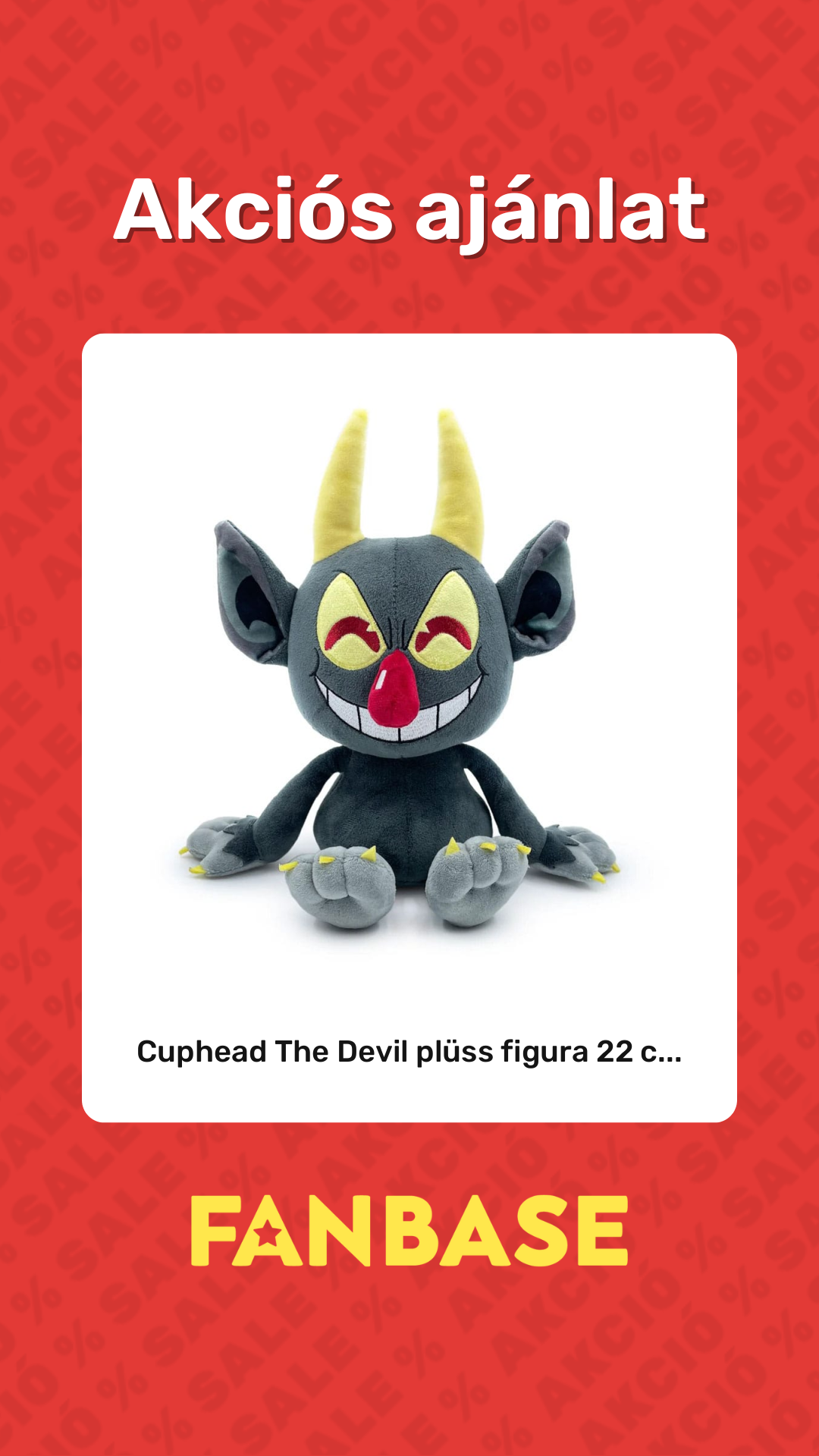 Akciós ajánlat: Cuphead The Devil plüss figura 22 c...