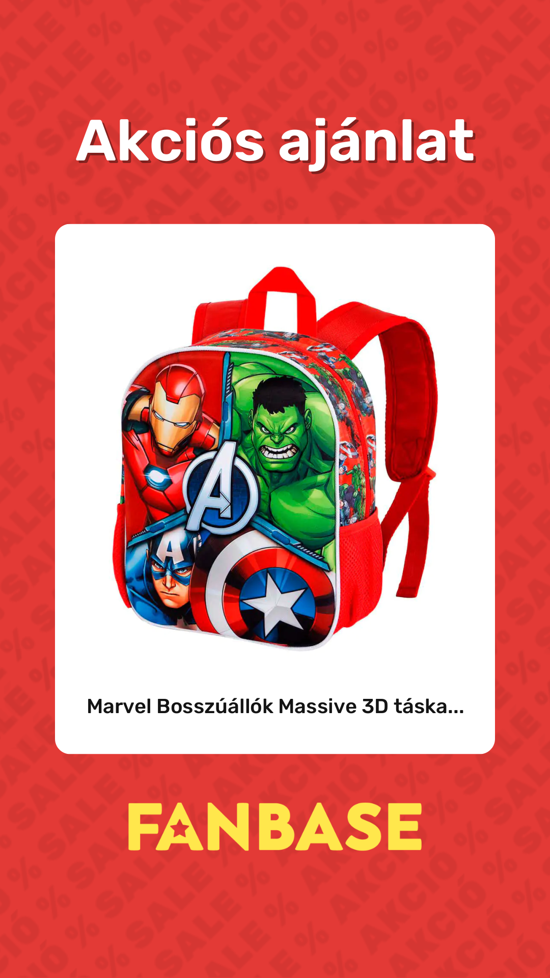 Akciós ajánlat: Marvel Bosszúállók Massive 3D táska...