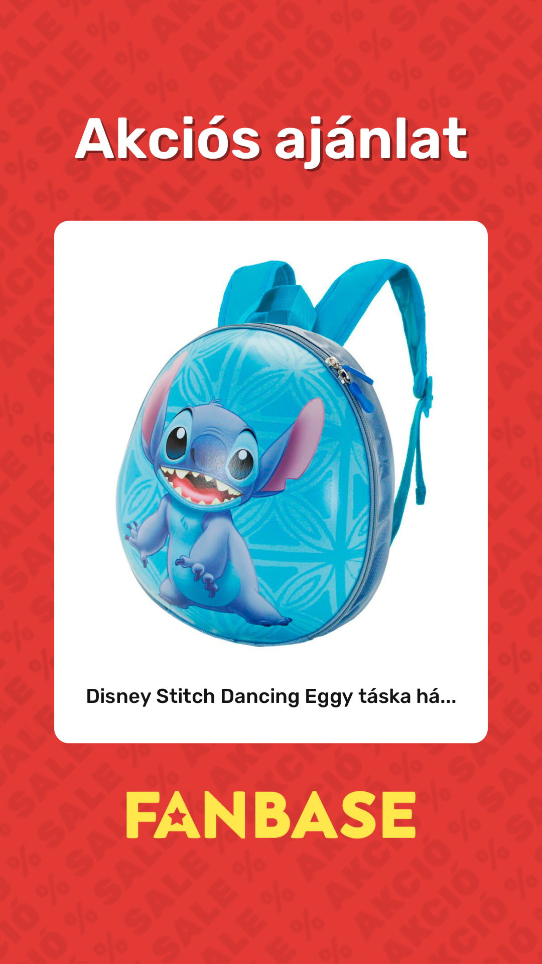 Akciós ajánlat: Disney Stitch Dancing Eggy táska há...