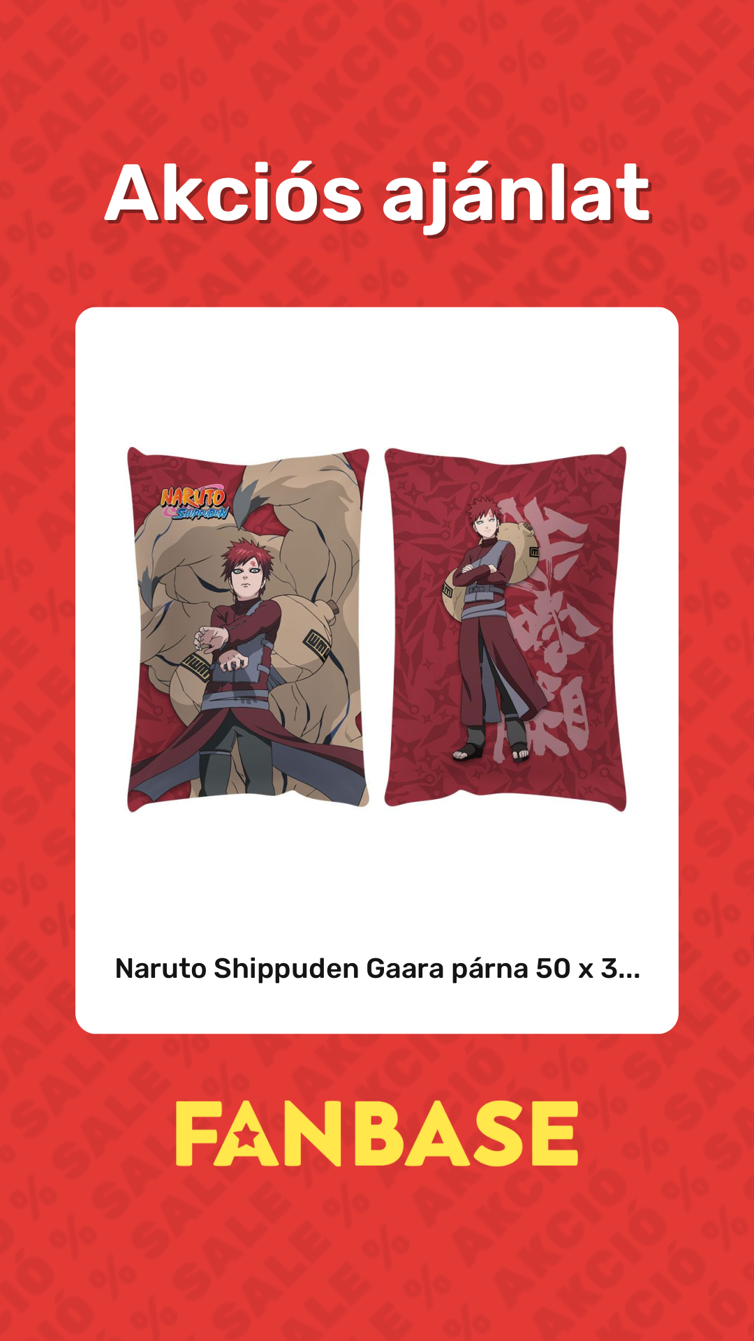 Akciós ajánlat: Naruto Shippuden Gaara párna 50 x 3...
