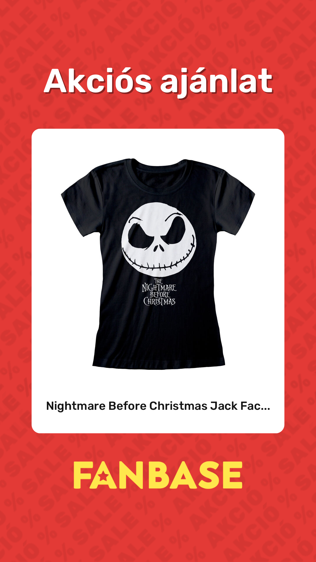 Akciós ajánlat: Nightmare Before Christmas Jack Fac...