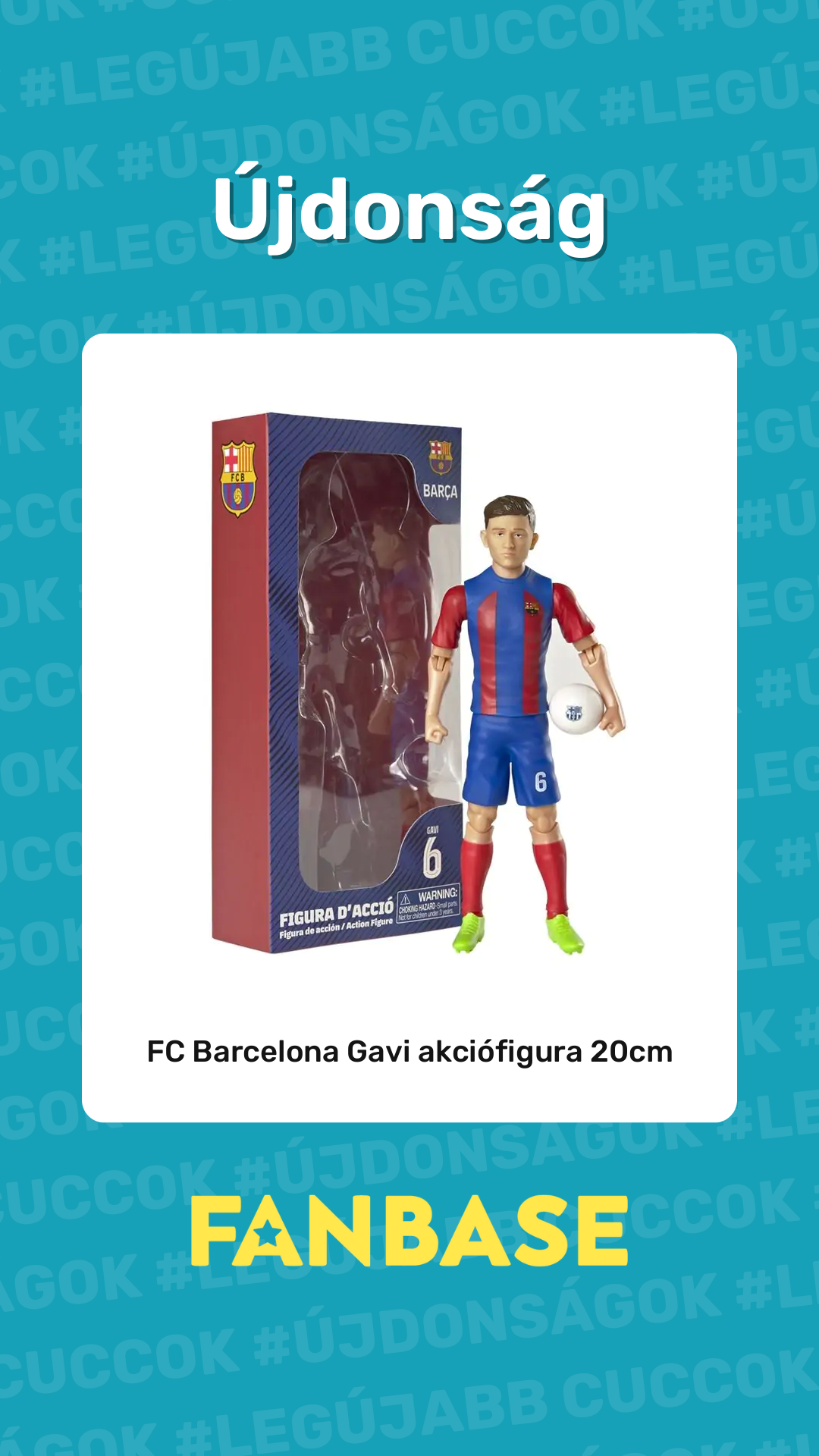 Újdonság: FC Barcelona Gavi akciófigura 20cm