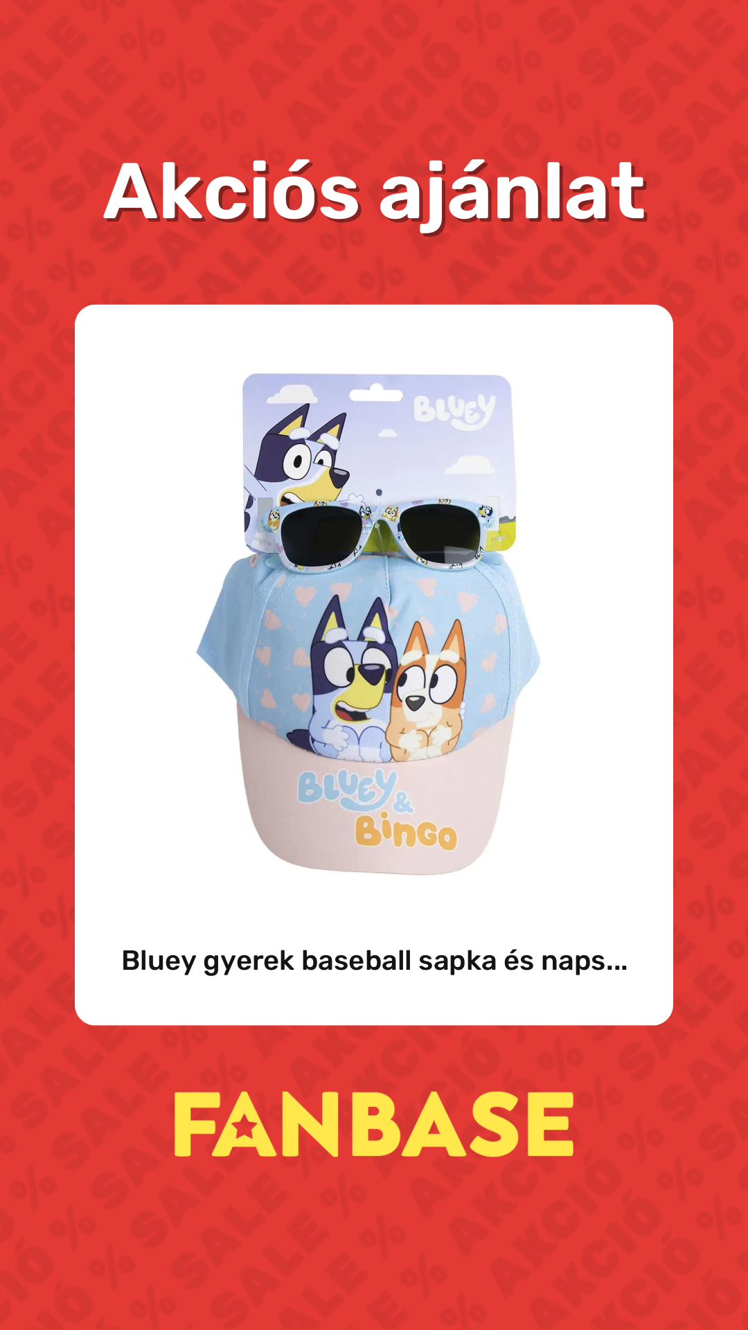 Akciós ajánlat: Bluey gyerek baseball sapka és naps...