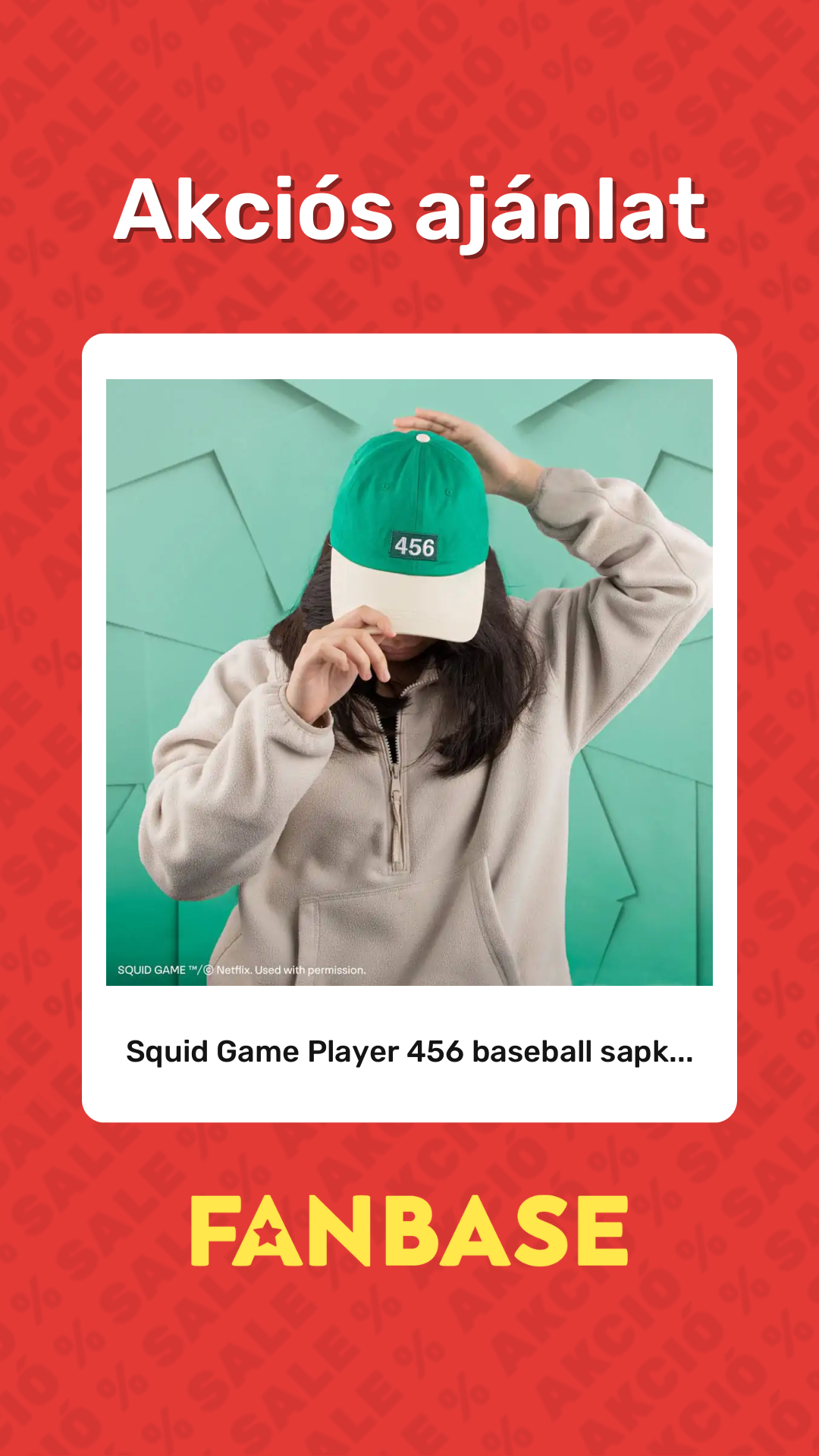 Akciós ajánlat: Squid Game Player 456 baseball sapk...