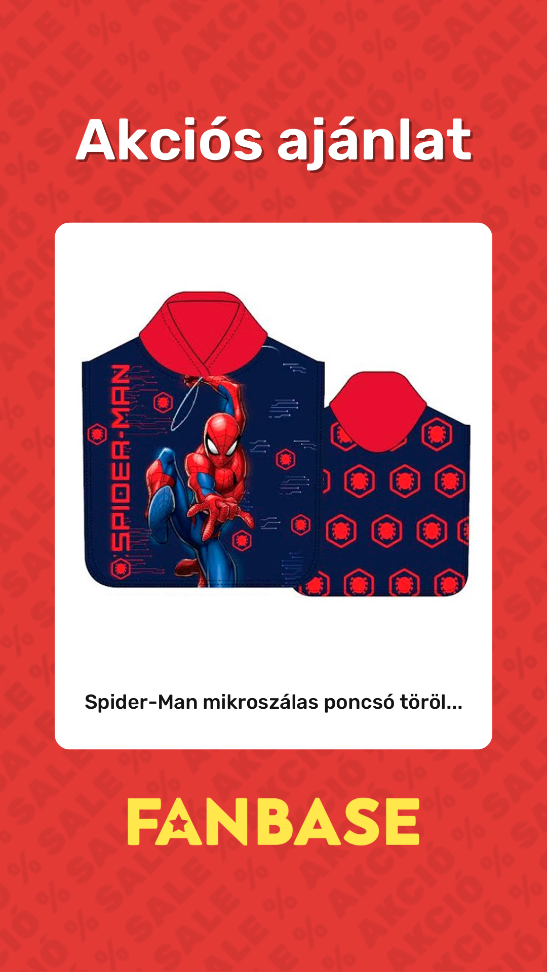 Akciós ajánlat: Spider-Man mikroszálas poncsó töröl...